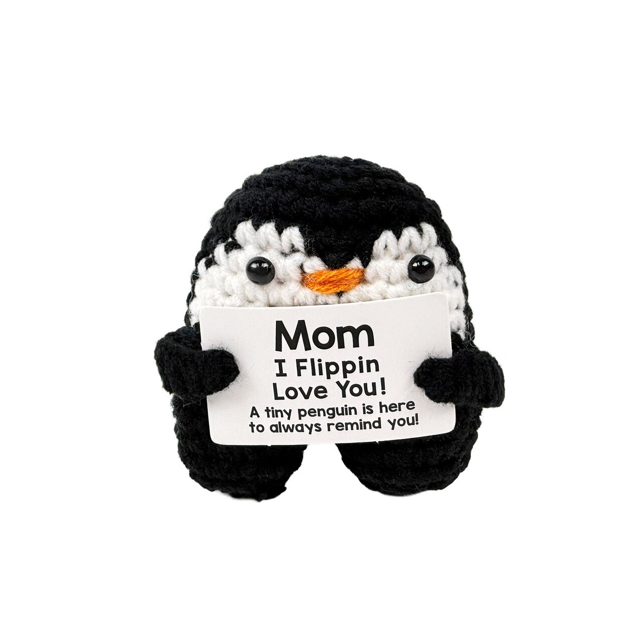 Wrapables Emotional Support and Inspirational Gift, Crochet Doll with Positive Words Card, For Valentines Day, Appreciation, Inspiration, Penguin Mom
